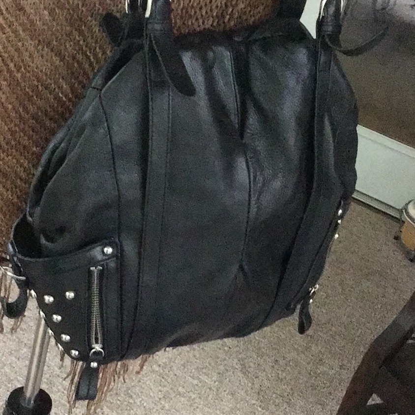 Awesome Hype Brand Black Leather Hobo Bag W Studs